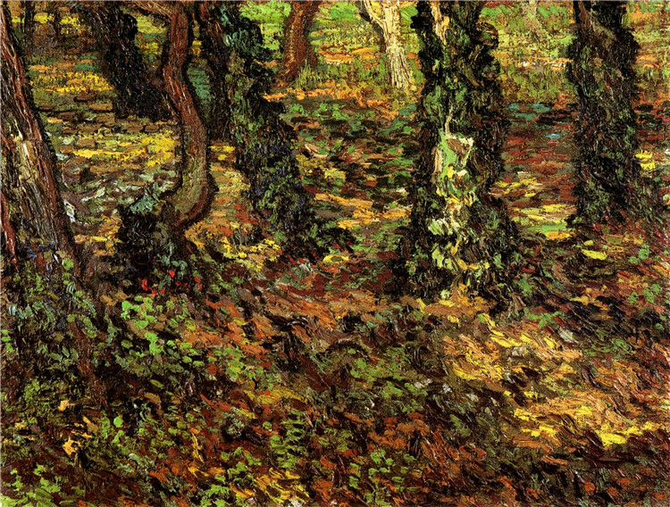 Tree Trunks With Ivy 1889 Van Gogh Oil Painting